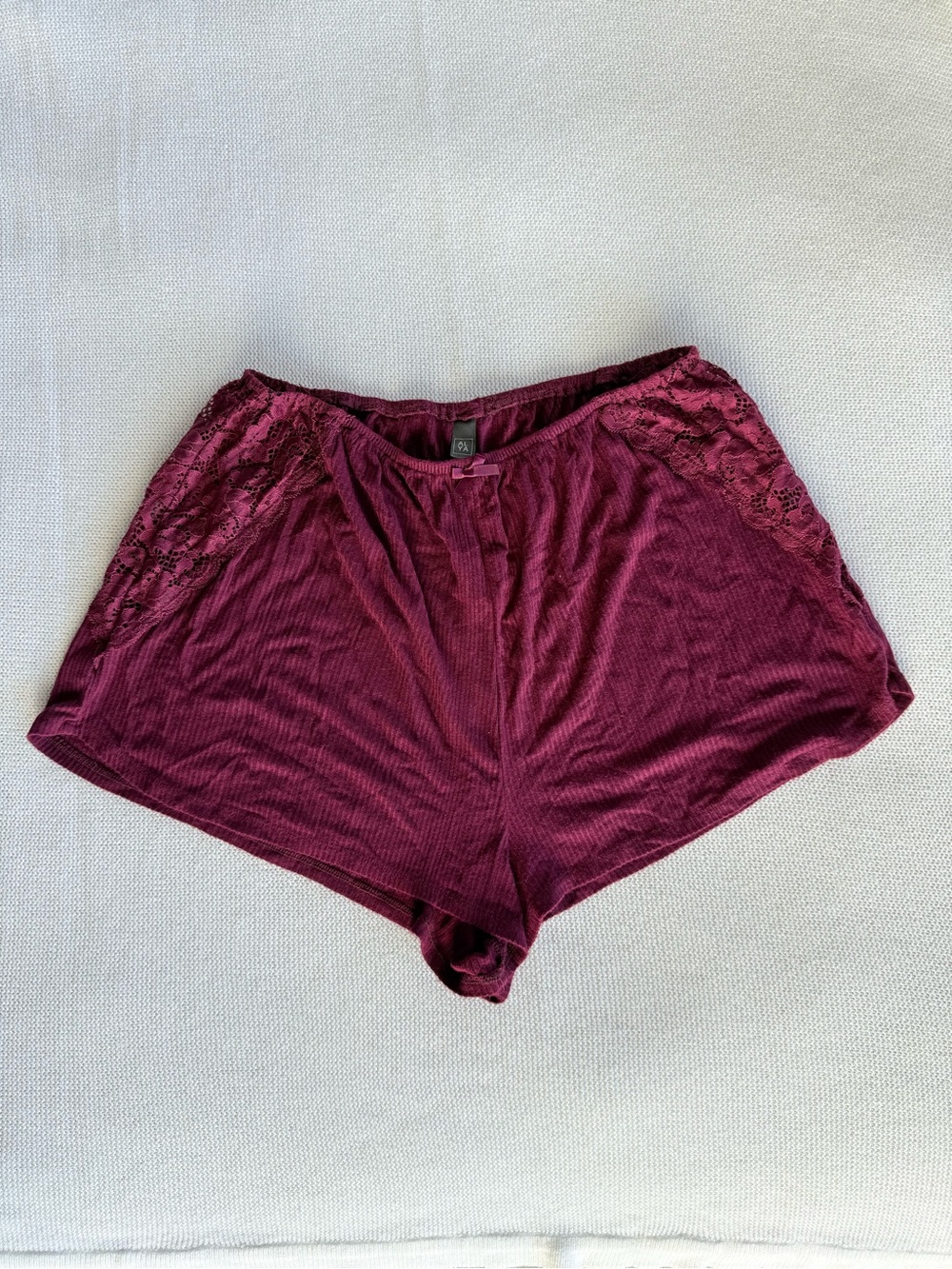 Women's Lace-Trim Sleep Shorts - Wine